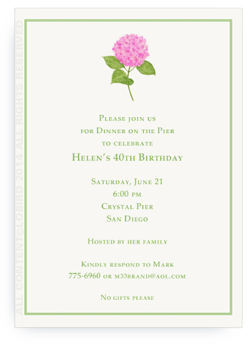 pink hydrangea invite