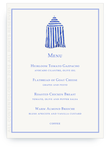menu card beach cabana
