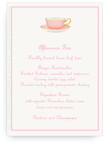 Pink Tea Cup Menu