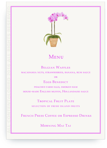 white orchid Menu