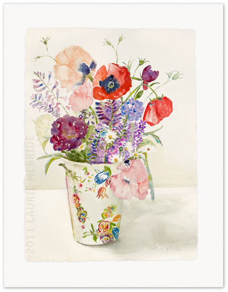 red poppy vase