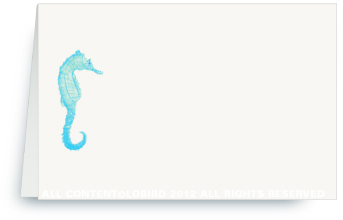 turquoise seahorse placecard